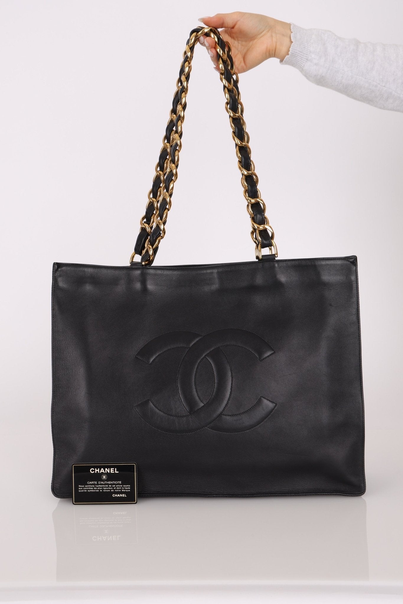 Chanel 1996 Calfskin Timeless Chunky Chain XL Tote 24K GP - FashioNica