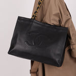 Chanel 1996 Calfskin Timeless Chunky Chain XL Tote 24K GP - FashioNica