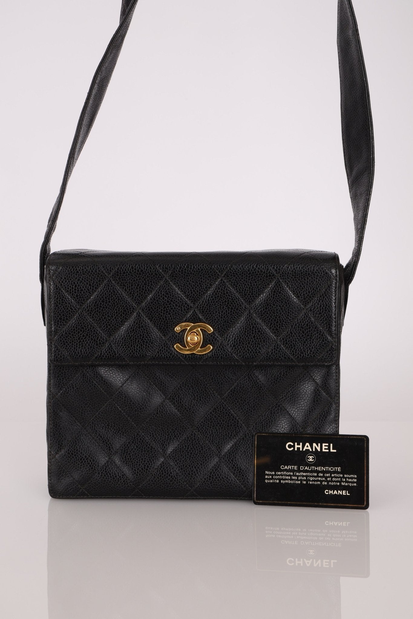 Chanel 1996 Caviar Box Flap Crossbody 24K GP - FashioNica