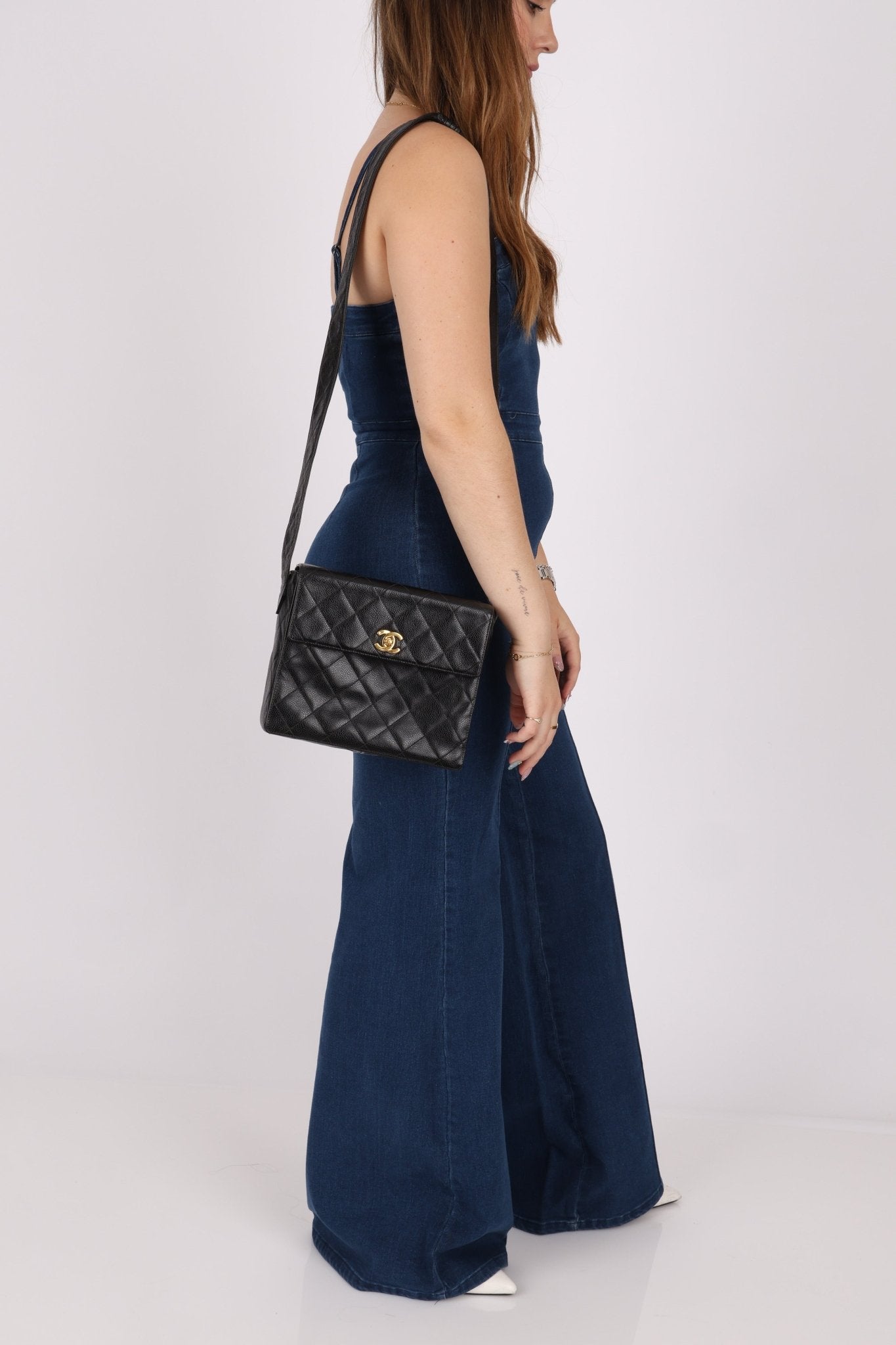 Chanel 1996 Caviar Box Flap Crossbody 24K GP - FashioNica