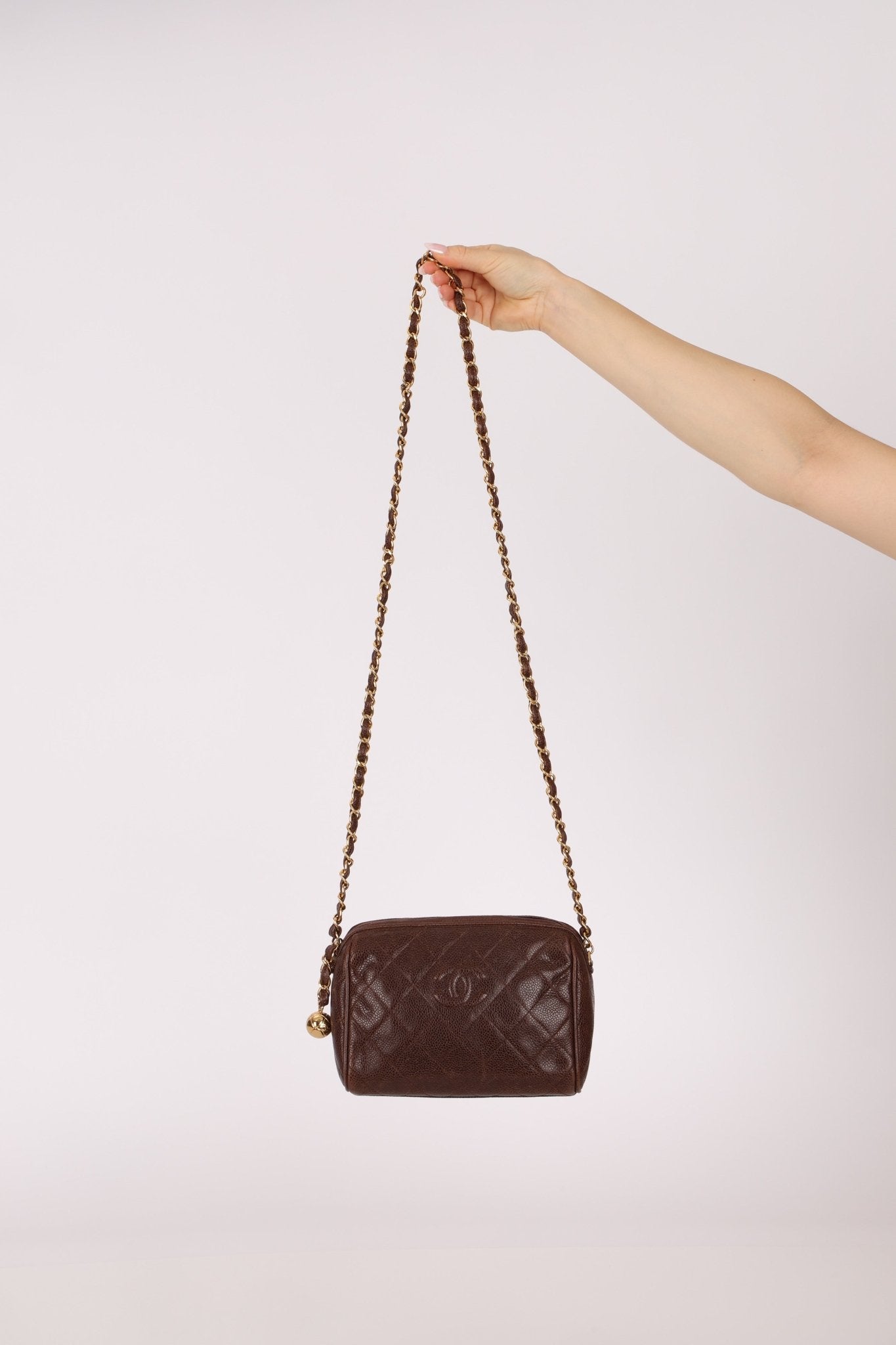 Chanel 1996 Caviar Chocolate Brown Timeless Camera Bag 24K GP - FashioNica