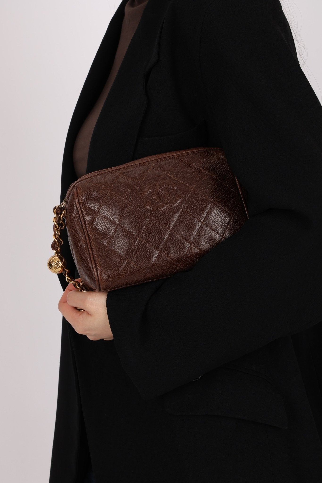 Chanel 1996 Caviar Chocolate Brown Timeless Camera Bag 24K GP - FashioNica