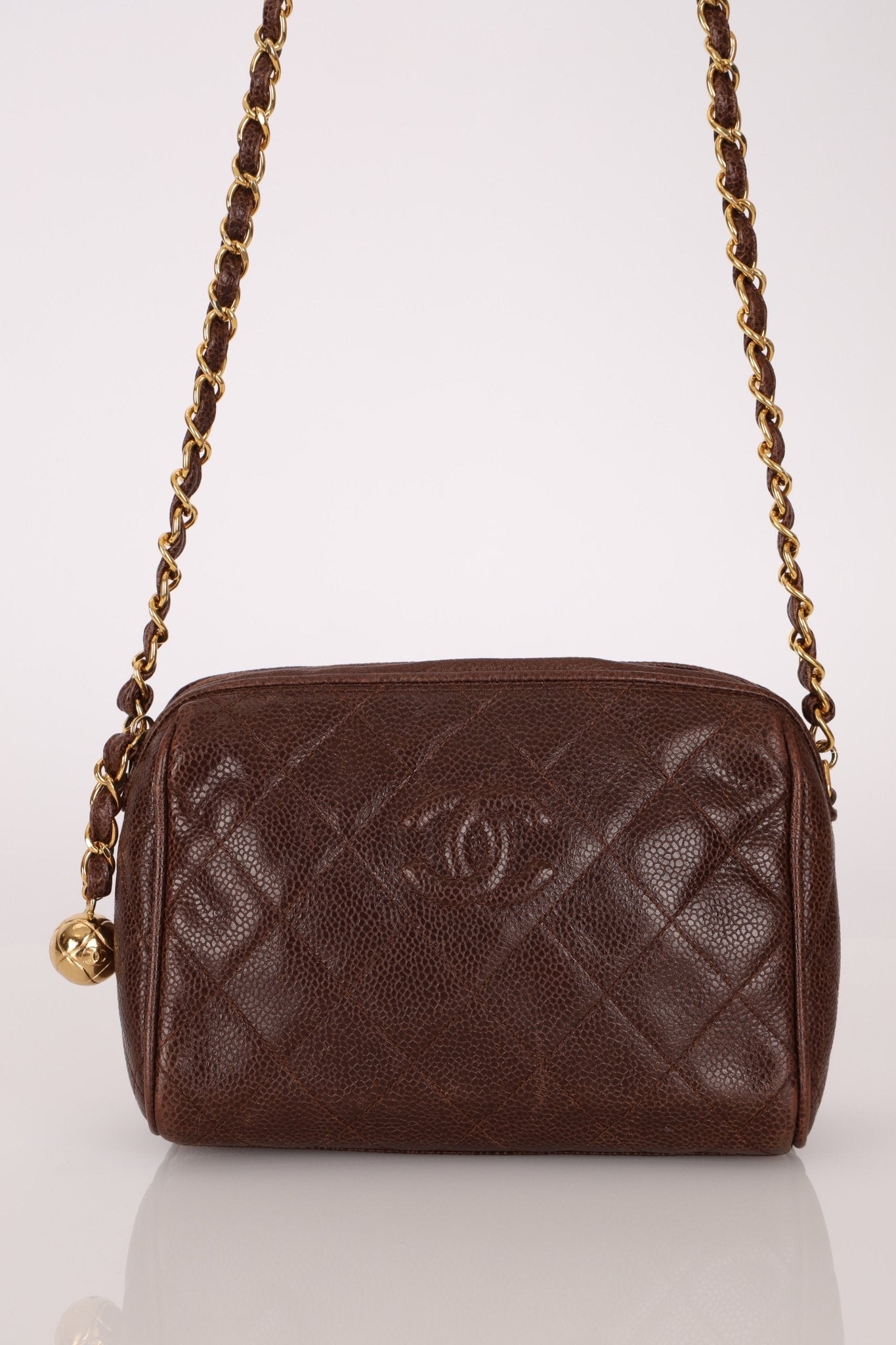 Chanel 1996 Caviar Chocolate Brown Timeless Camera Bag 24K GP - FashioNica