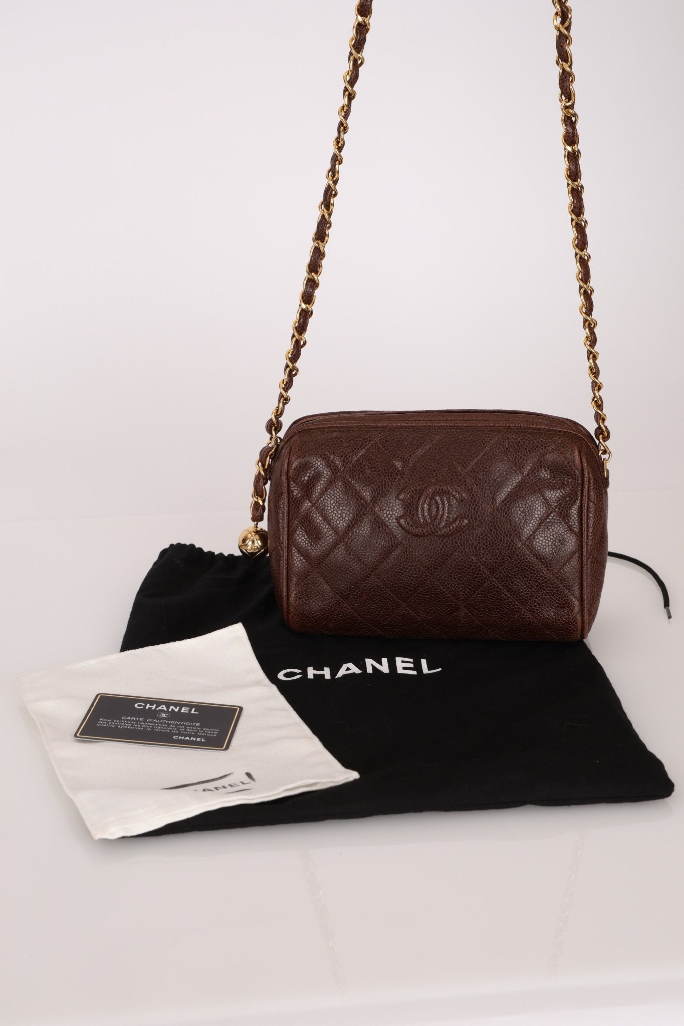 Chanel 1996 Caviar Chocolate Brown Timeless Camera Bag 24K GP - FashioNica