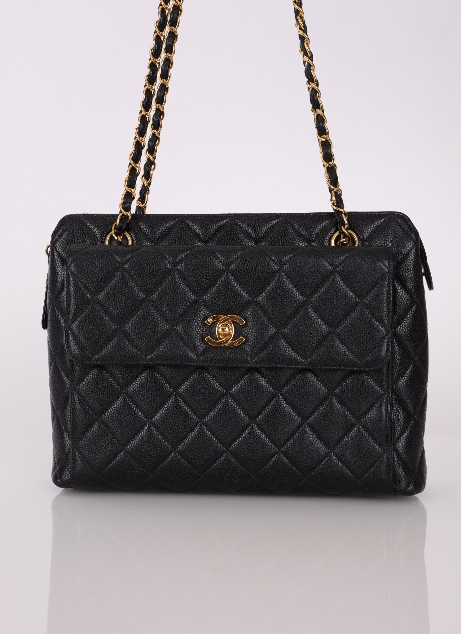 Chanel 1996 Caviar Front Pocket Zip Tote - FashioNica