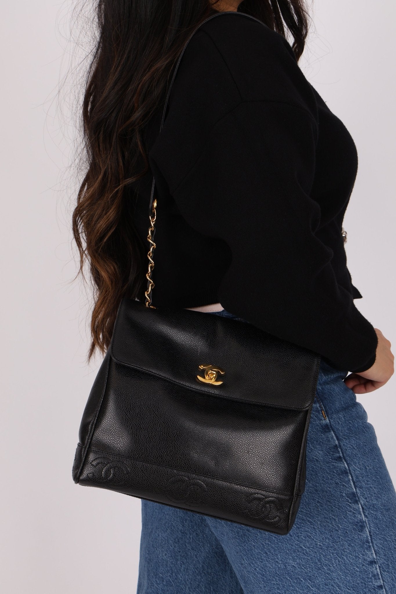 Chanel 1996 Caviar Triple CC Turnlock Shoulder Bag 24K GP - FashioNica