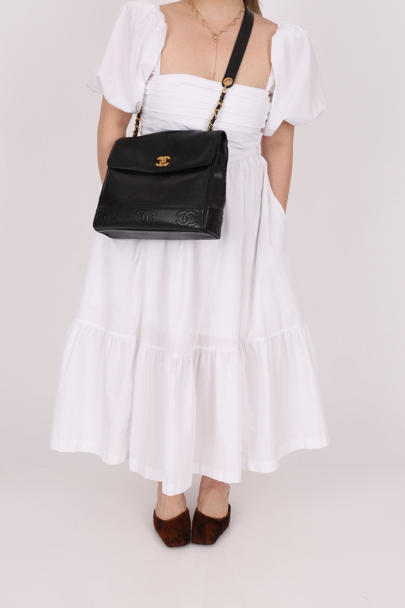 Chanel 1996 Caviar Triple CC Turnlock Shoulder Bag 24K GP - FashioNica