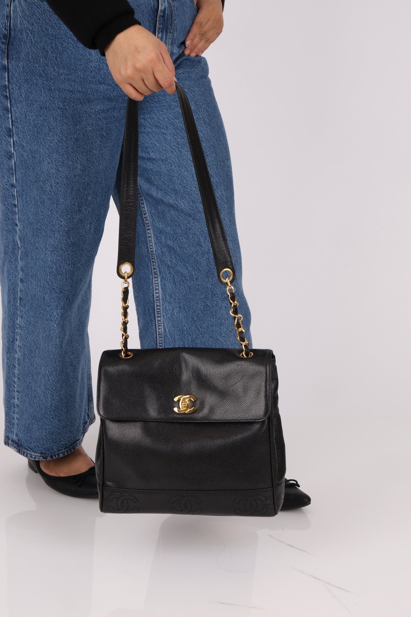 Chanel 1996 Caviar Triple CC Turnlock Shoulder Bag 24K GP - FashioNica