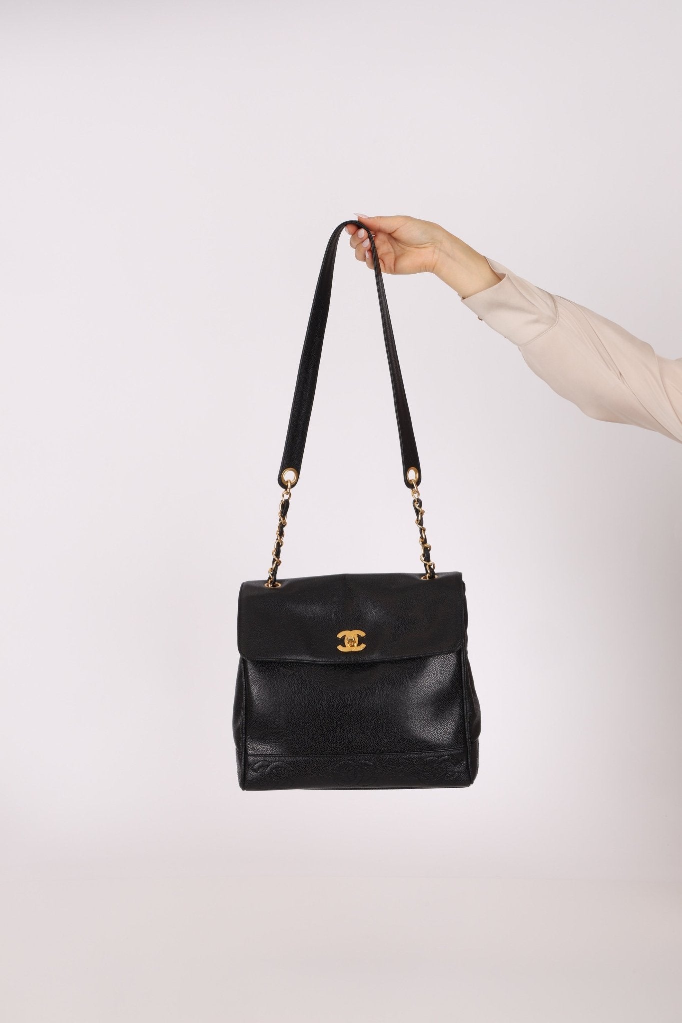 Chanel 1996 Caviar Triple CC Turnlock Shoulder Bag 24K GP - FashioNica