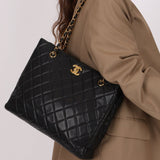 Chanel 1996 Caviar Turnlock Chain Tote 24K GP - FashioNica