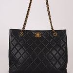 Chanel 1996 Caviar Turnlock Chain Tote 24K GP - FashioNica