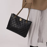 Chanel 1996 Caviar Turnlock Chain Tote 24K GP - FashioNica
