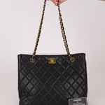 Chanel 1996 Caviar Turnlock Chain Tote 24K GP - FashioNica