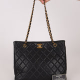 Chanel 1996 Caviar Turnlock Chain Tote 24K GP - FashioNica