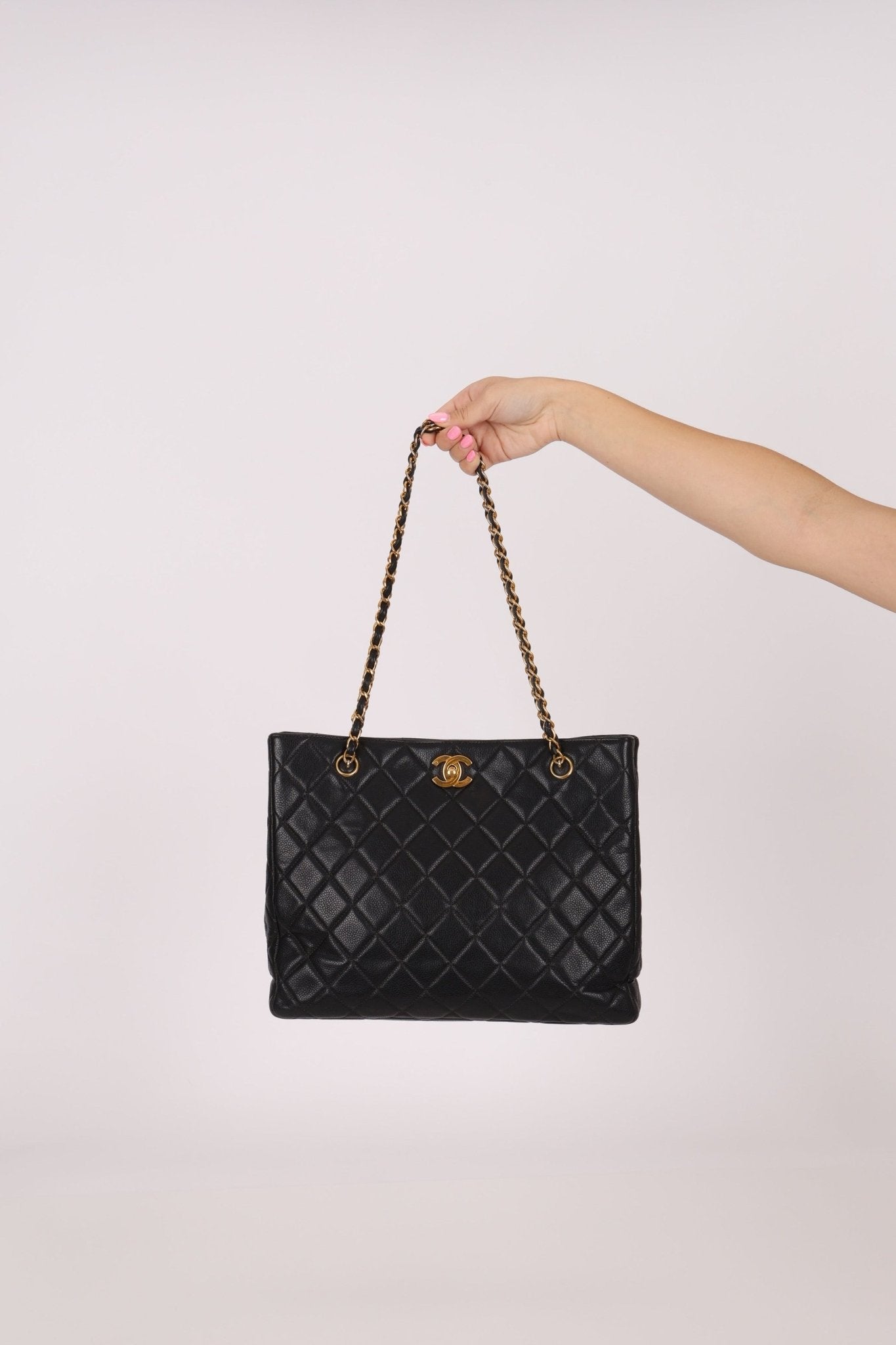 Chanel 1996 Caviar Turnlock Chain Tote 24K GP - FashioNica
