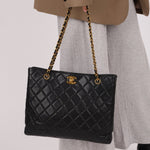 Chanel 1996 Caviar Turnlock Chain Tote 24K GP - FashioNica
