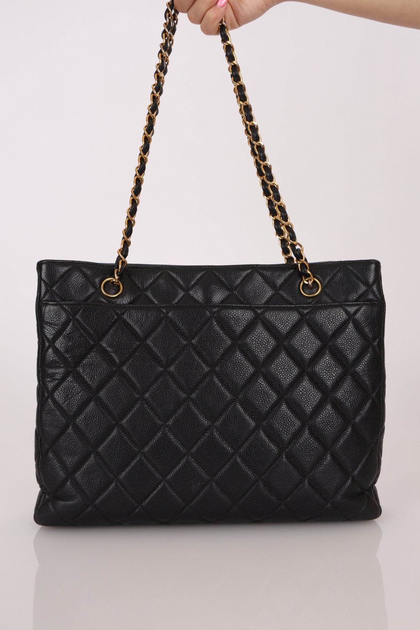 Chanel 1996 Caviar Turnlock Chain Tote 24K GP - FashioNica