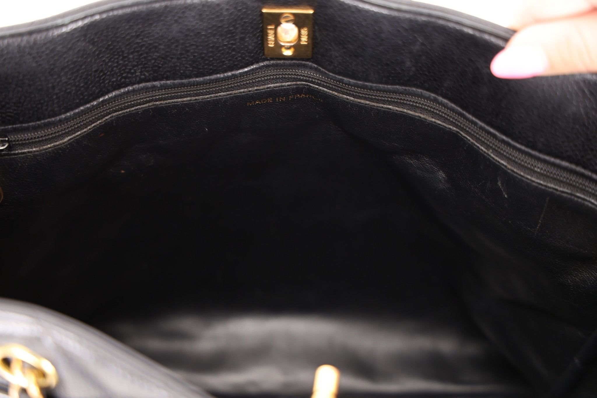 Chanel 1996 Caviar Turnlock Chain Tote 24K GP - FashioNica