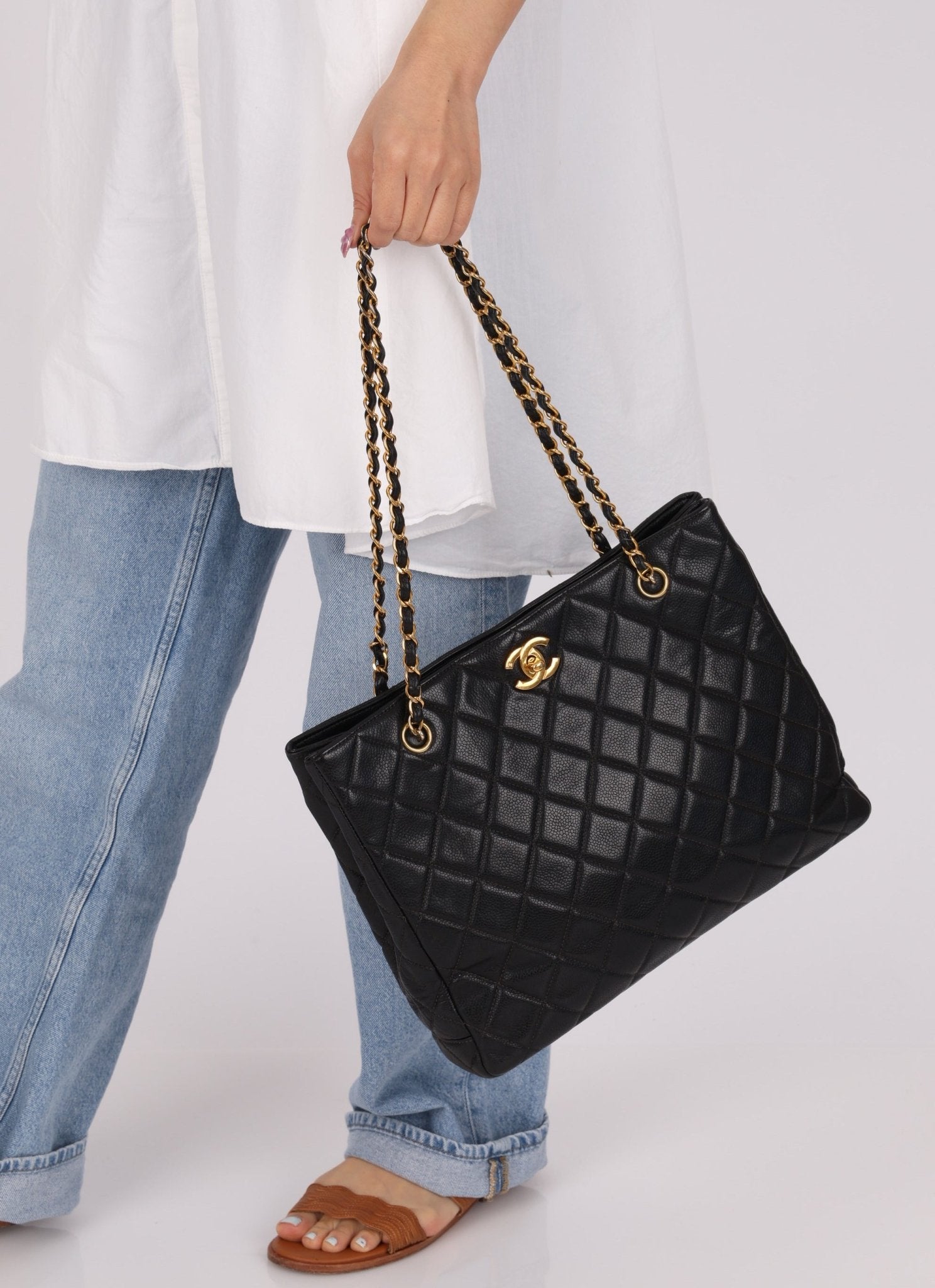 Chanel 1996 Caviar Turnlock Chain Tote - FashioNica