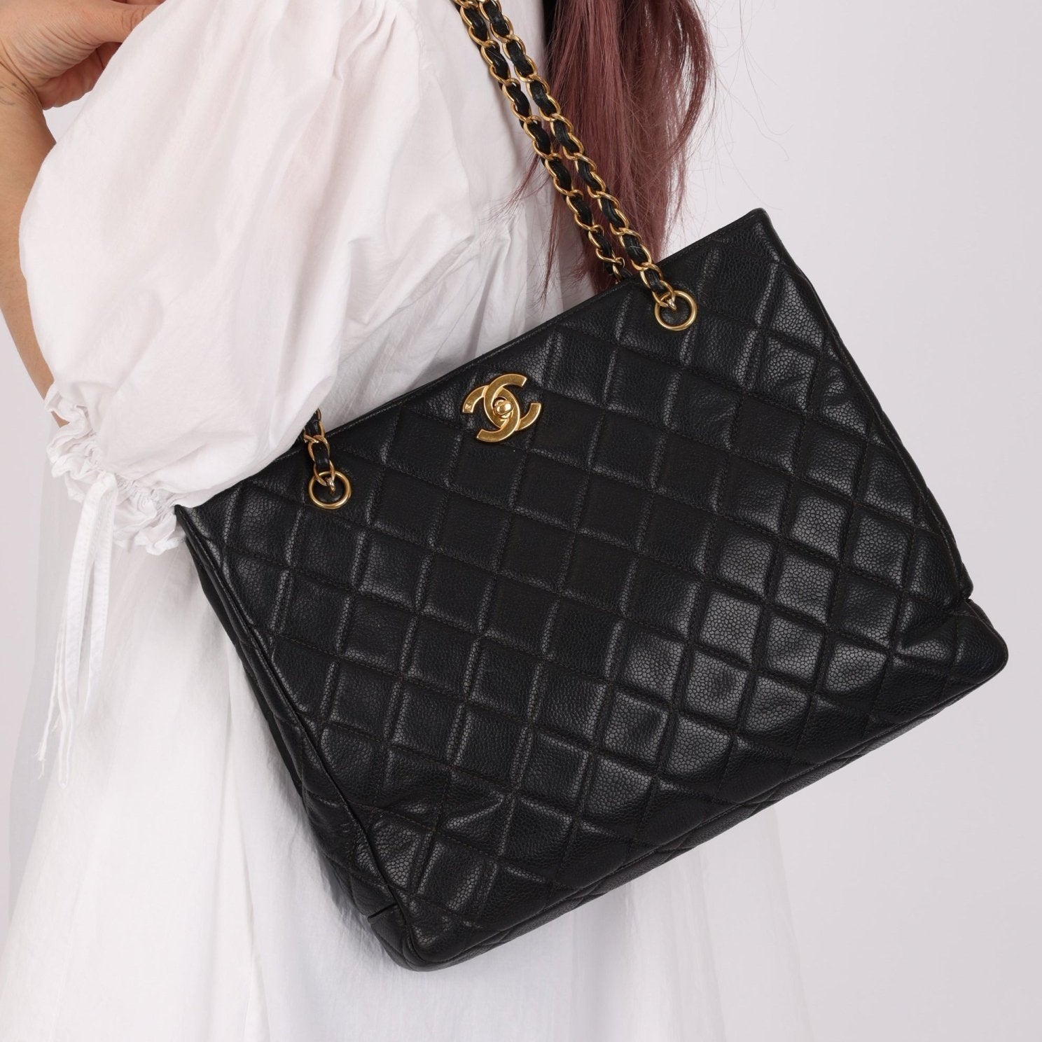 Chanel 1996 Caviar Turnlock Chain Tote - FashioNica