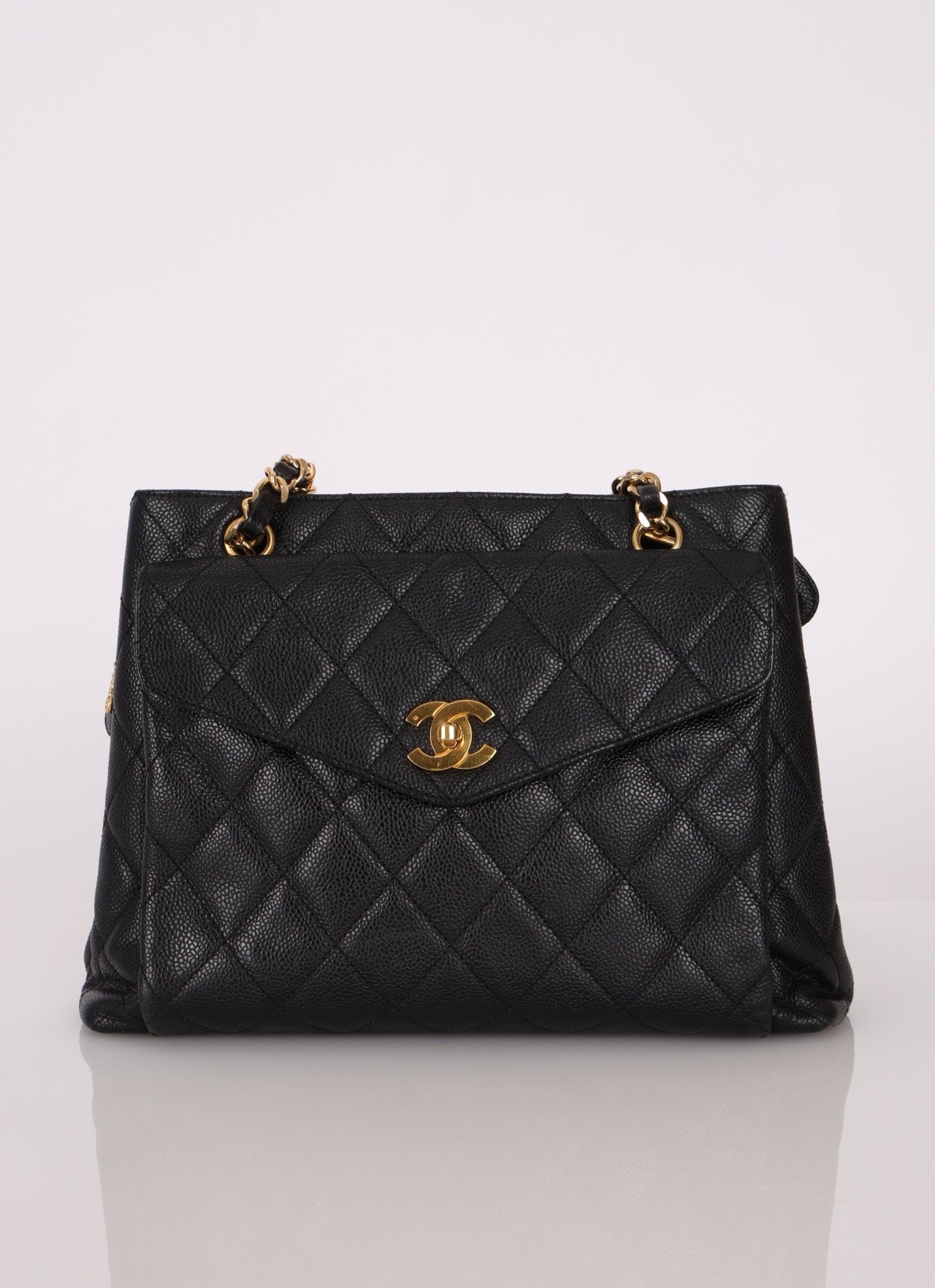 Chanel 1996 Caviar Turnlock Envelope Pocket Tote - FashioNica