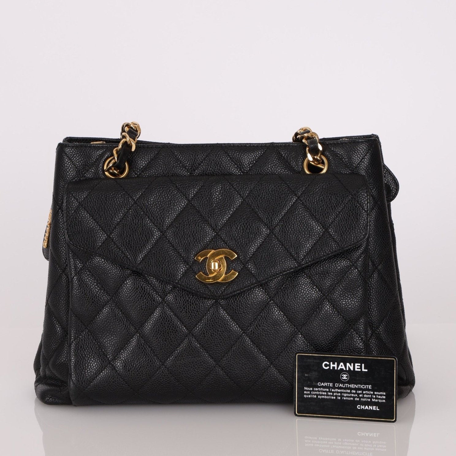 Chanel 1996 Caviar Turnlock Envelope Pocket Tote - FashioNica