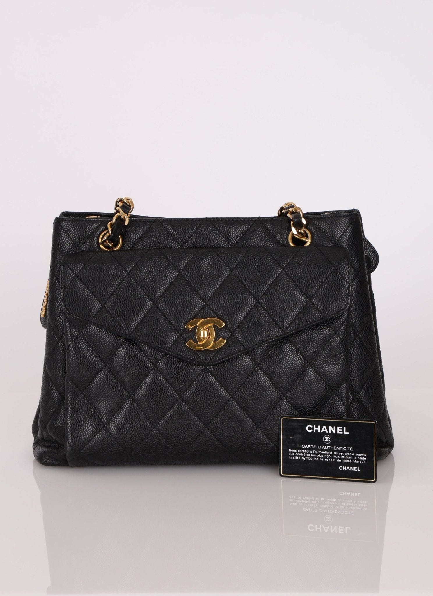 Chanel 1996 Caviar Turnlock Envelope Pocket Tote - FashioNica