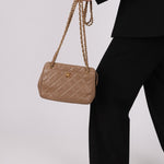 Chanel 1996 Caviar Turnlock Mini Zip 24K GP Chain Tote - FashioNica