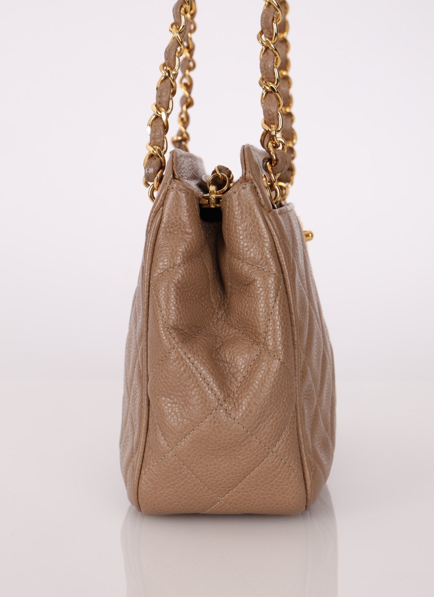 Chanel 1996 Caviar Turnlock Mini Zip 24K GP Chain Tote - FashioNica