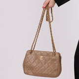 Chanel 1996 Caviar Turnlock Mini Zip 24K GP Chain Tote - FashioNica