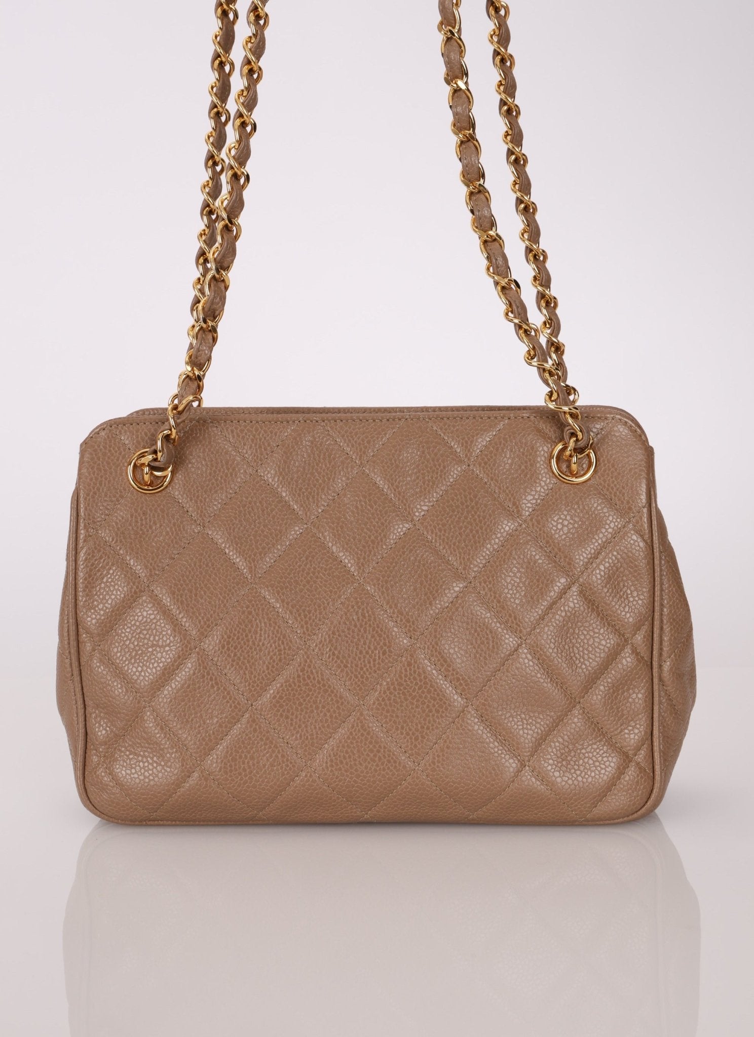 Chanel 1996 Caviar Turnlock Mini Zip 24K GP Chain Tote - FashioNica