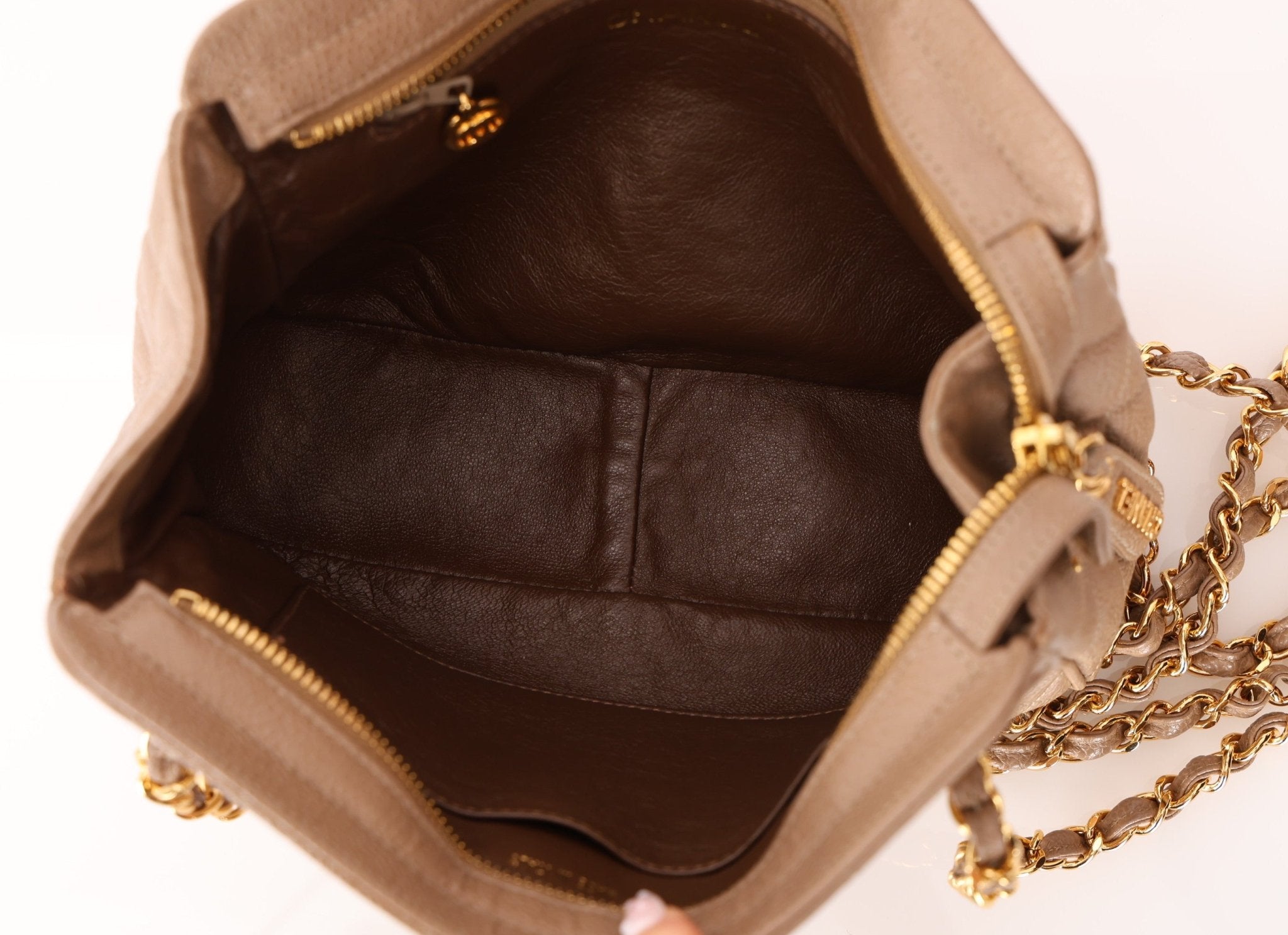 Chanel 1996 Caviar Turnlock Mini Zip 24K GP Chain Tote - FashioNica