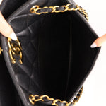 Chanel 1996 Caviar XL Logo Turnlock Tote 24k GP - FashioNica