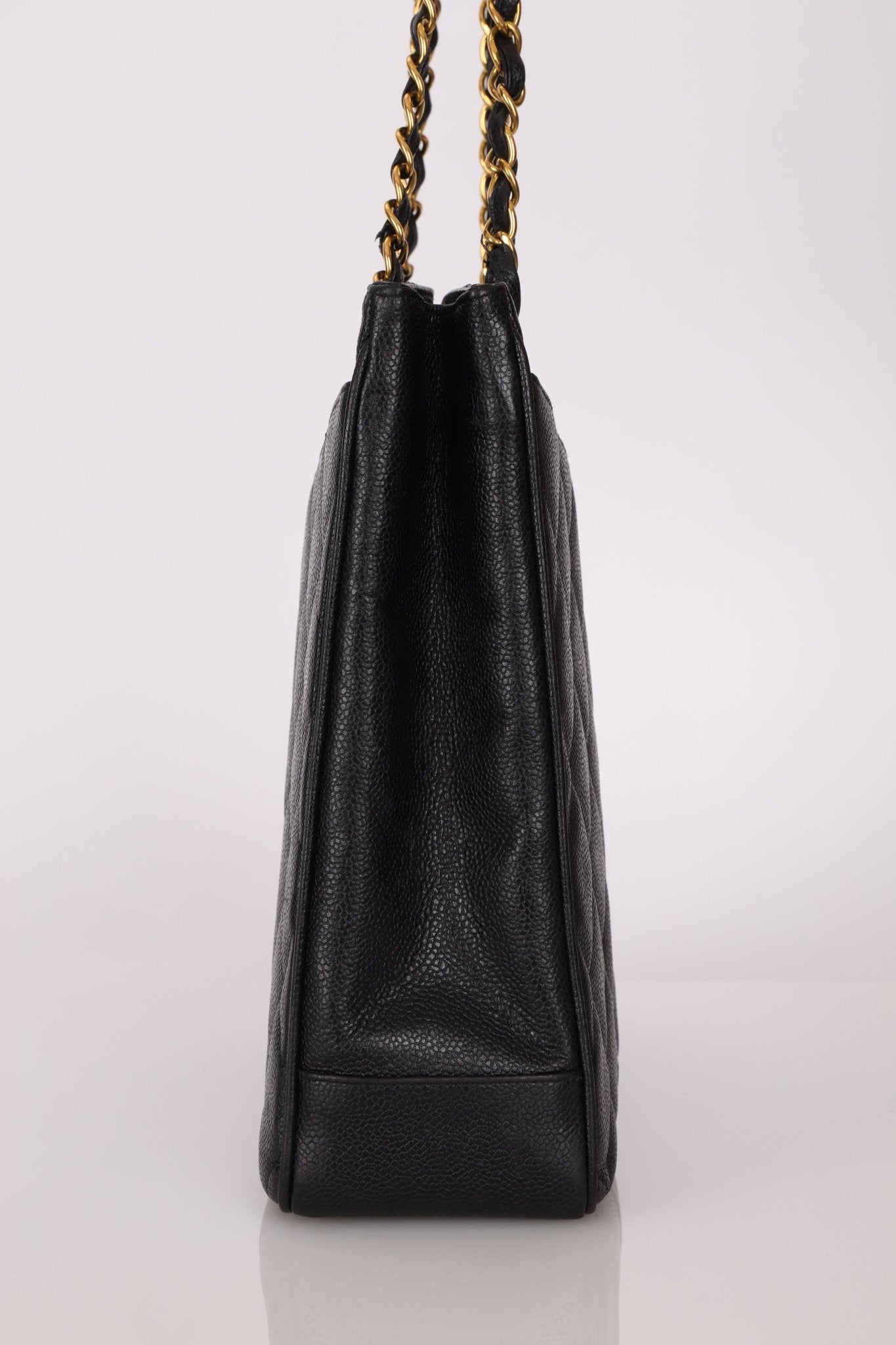 Chanel 1996 Caviar XL Logo Turnlock Tote 24k GP - FashioNica