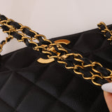 Chanel 1996 Caviar XL Logo Turnlock Tote 24k GP - FashioNica