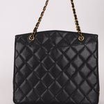 Chanel 1996 Caviar XL Logo Turnlock Tote 24k GP - FashioNica