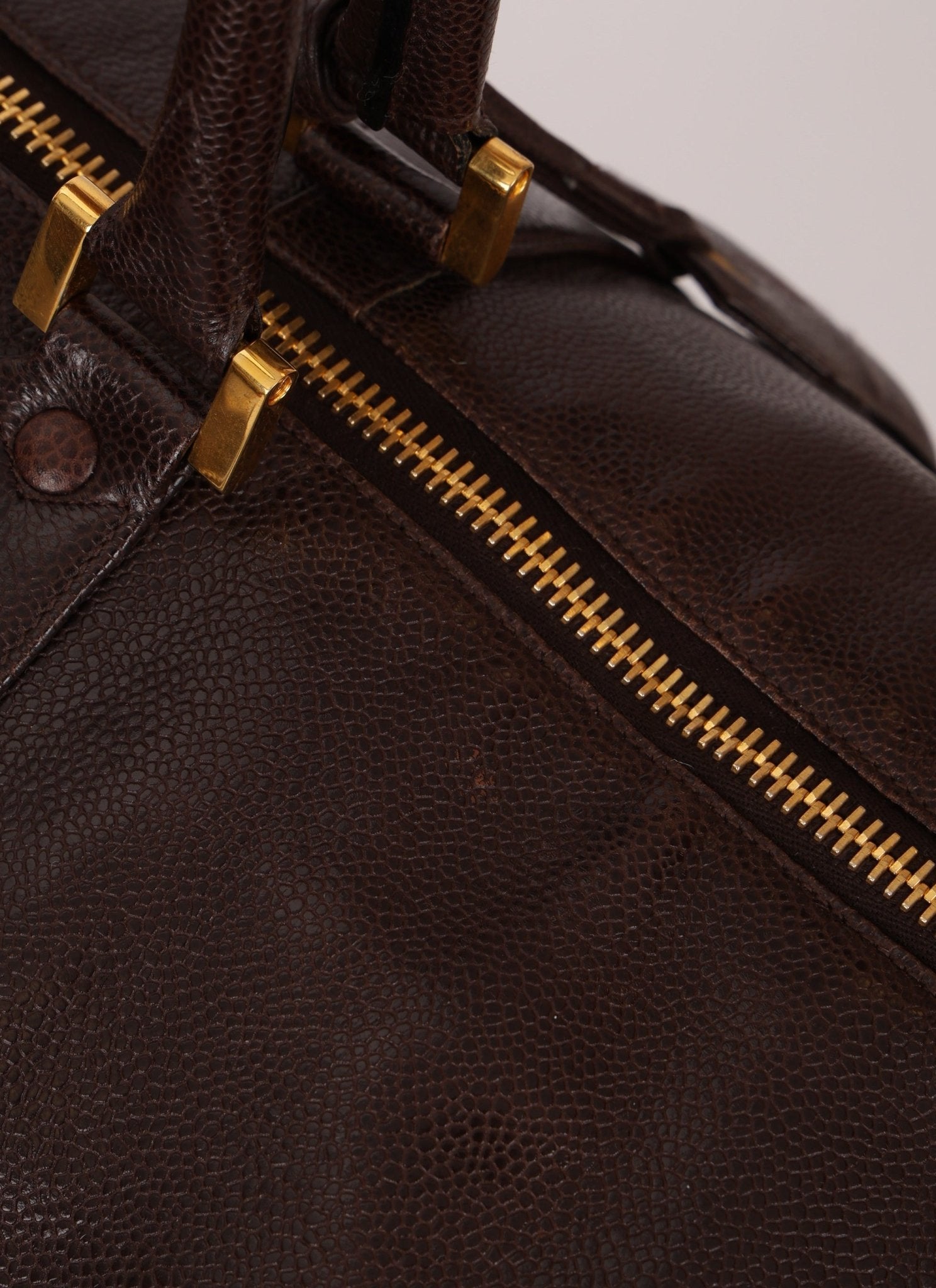 Chanel 1996 Chocolate Caviar Boston Weekender Duffel Bag 24KGP - FashioNica