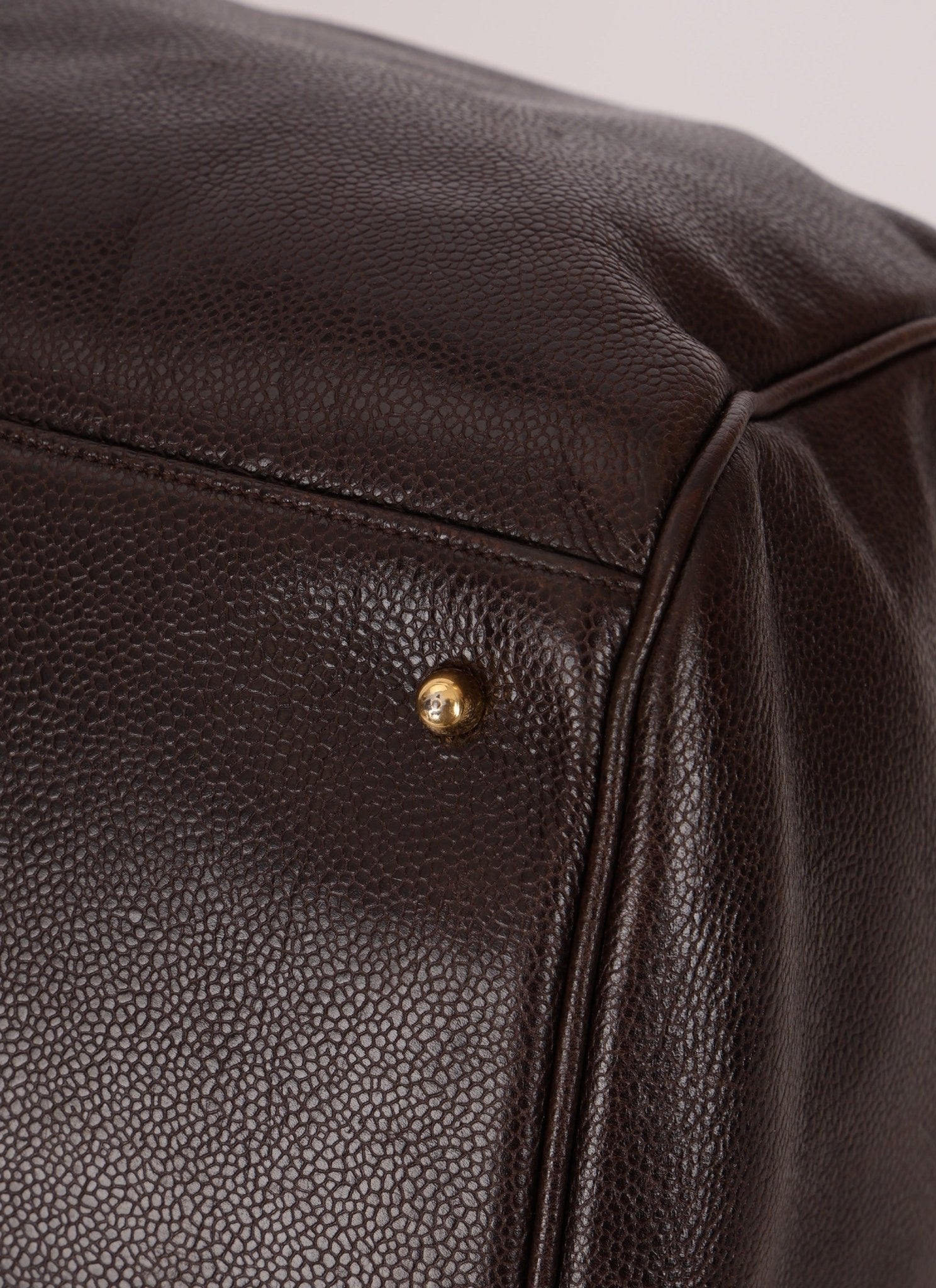 Chanel 1996 Chocolate Caviar Boston Weekender Duffel Bag 24KGP - FashioNica