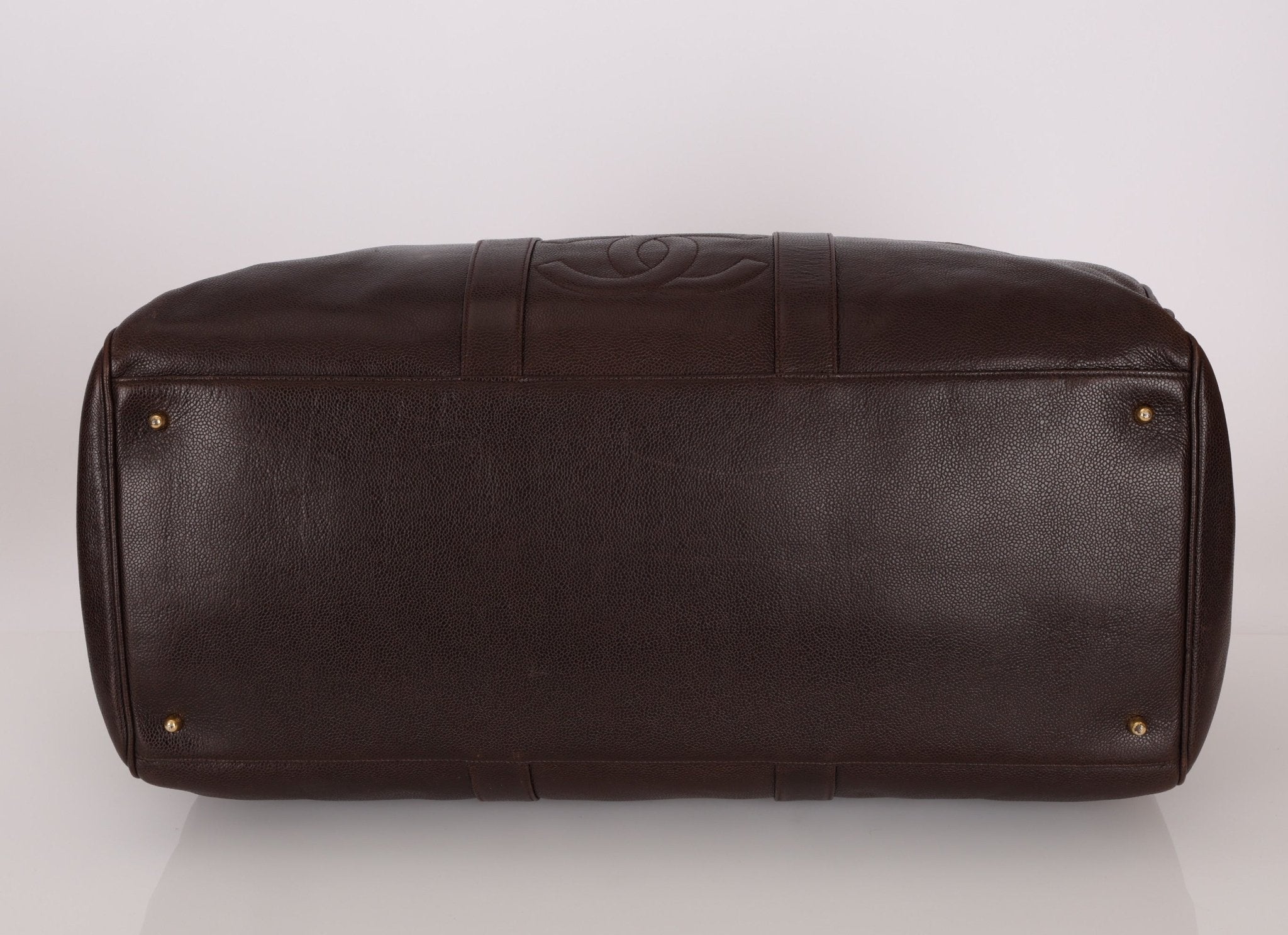 Chanel 1996 Chocolate Caviar Boston Weekender Duffel Bag 24KGP - FashioNica