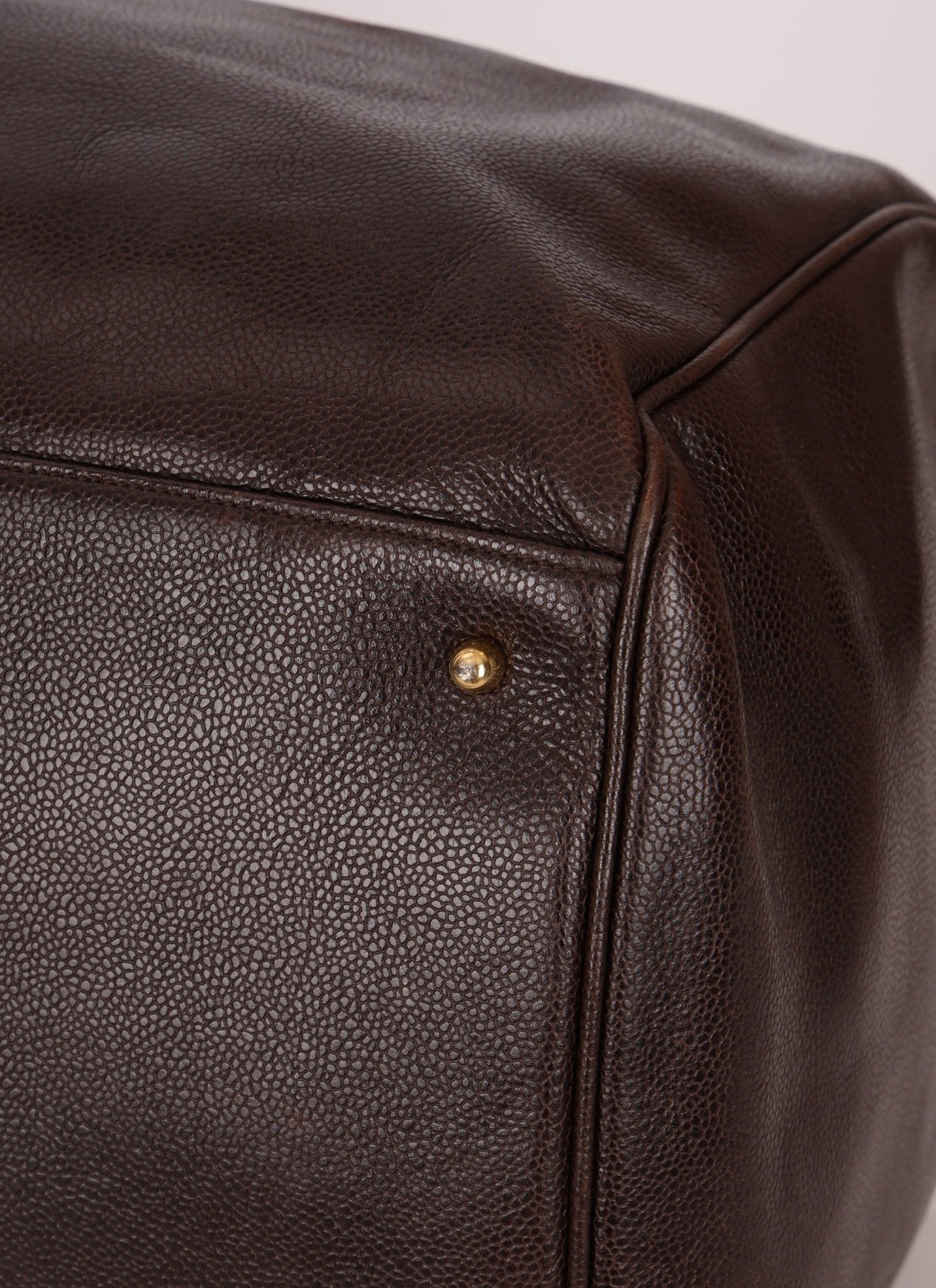 Chanel 1996 Chocolate Caviar Boston Weekender Duffel Bag 24KGP - FashioNica