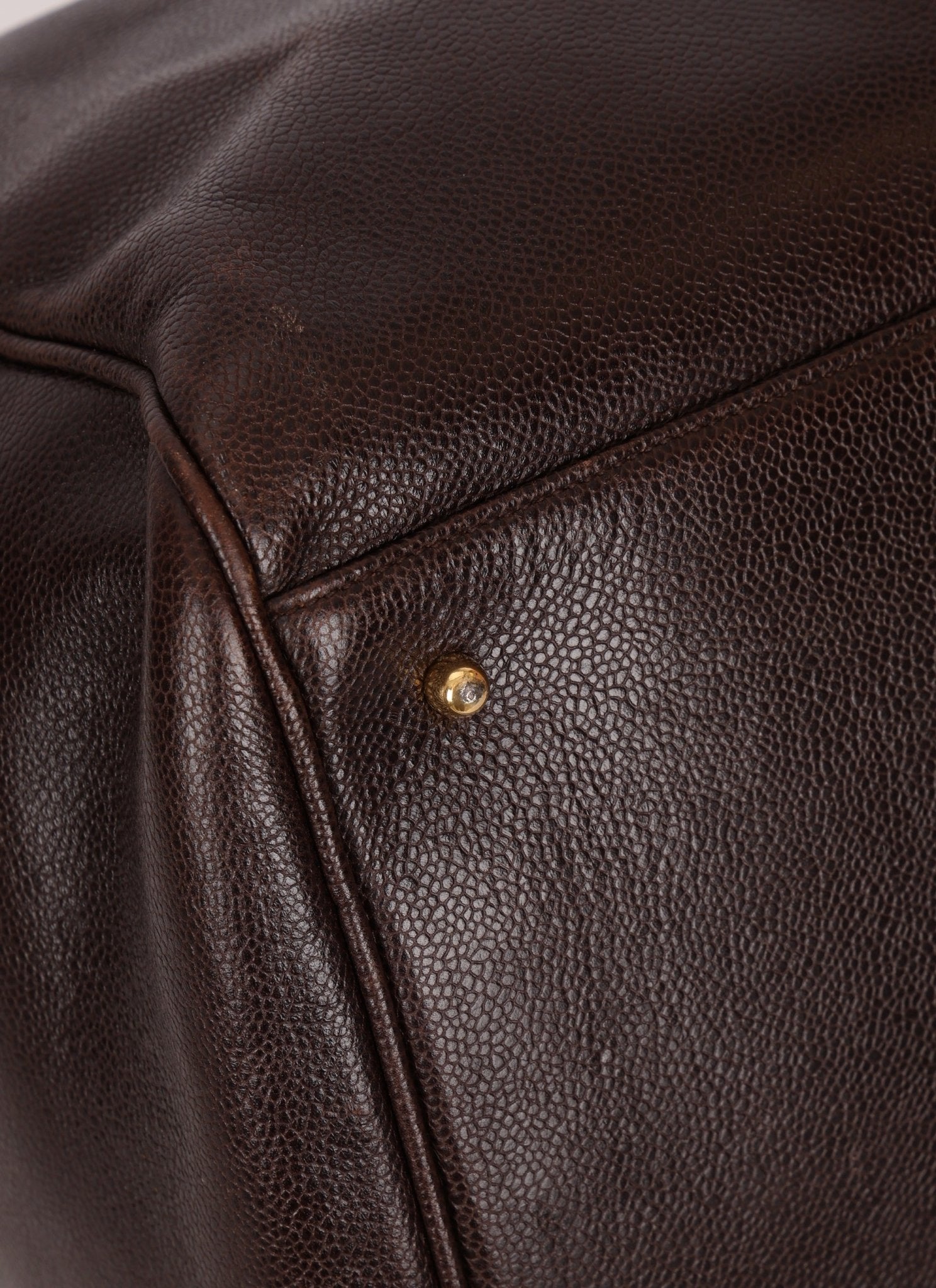 Chanel 1996 Chocolate Caviar Boston Weekender Duffel Bag 24KGP - FashioNica