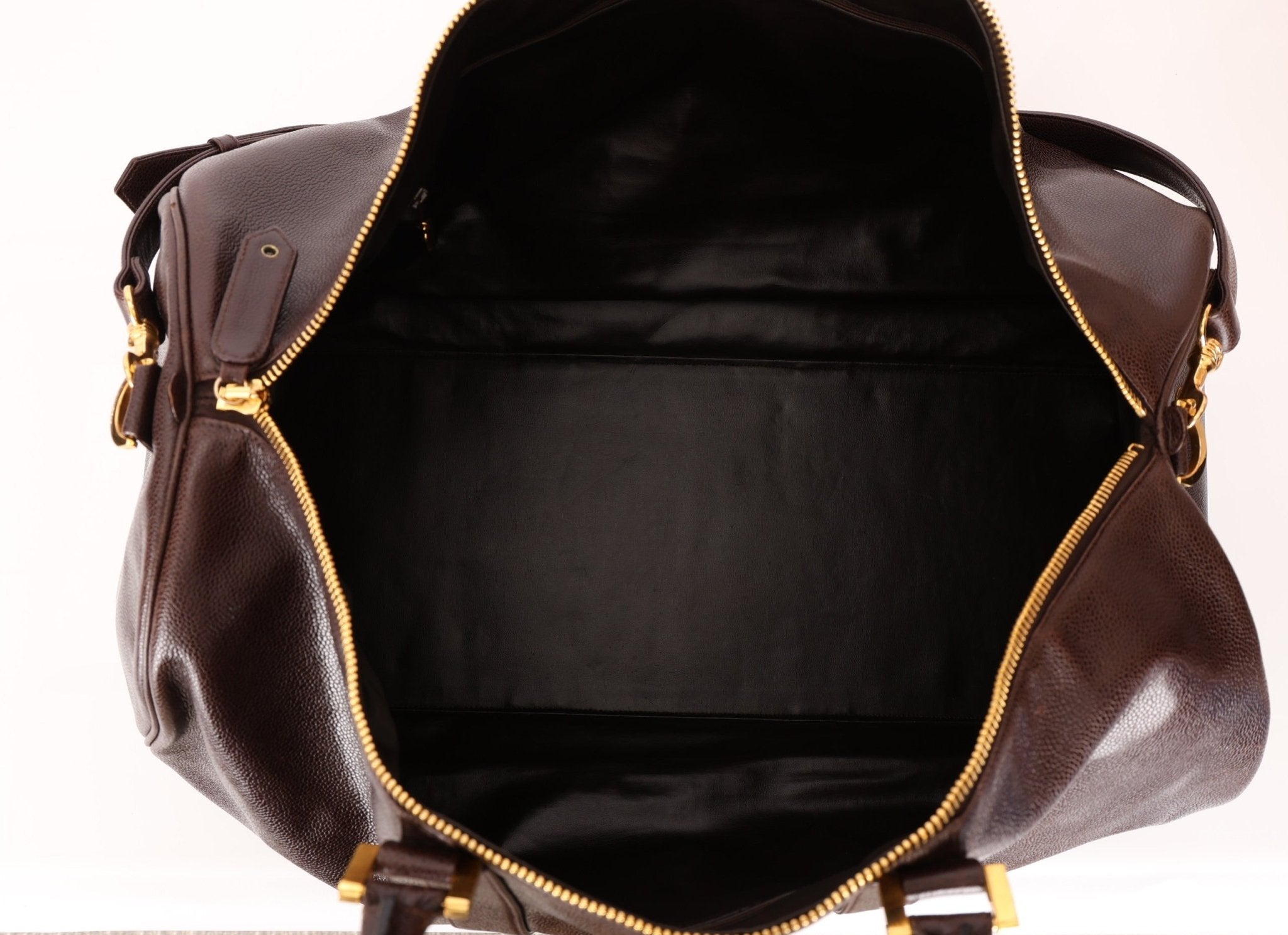 Chanel 1996 Chocolate Caviar Boston Weekender Duffel Bag 24KGP - FashioNica