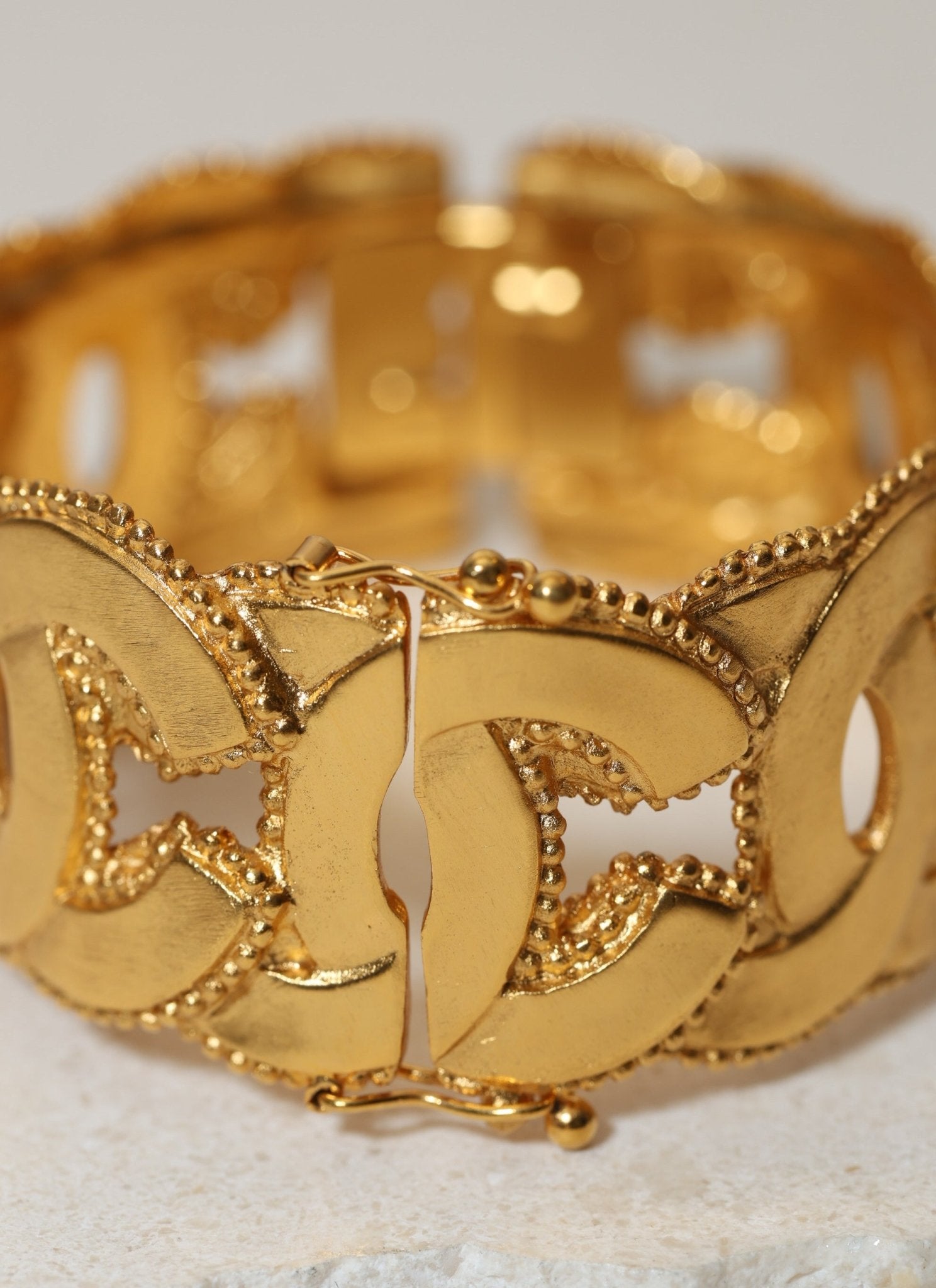 Chanel 1996 Chunky Milgrain CC Bangle - FashioNica