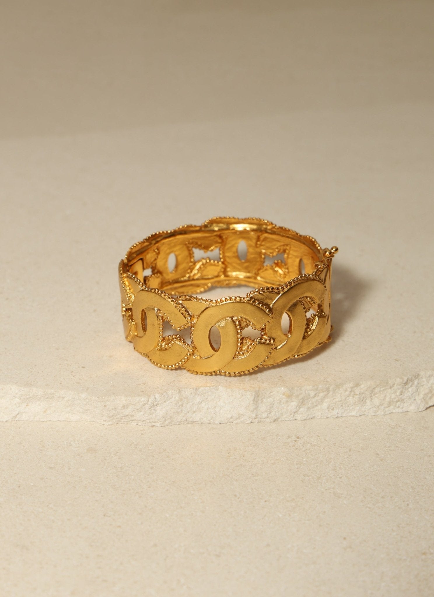 Chanel 1996 Chunky Milgrain CC Bangle - FashioNica
