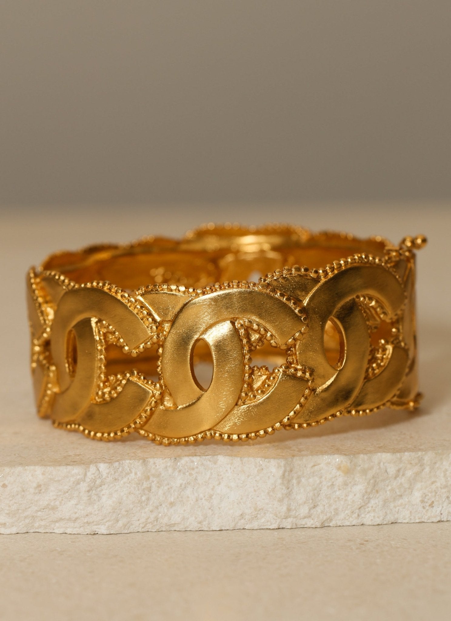Chanel 1996 Chunky Milgrain CC Bangle - FashioNica
