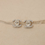 Chanel 1996 Crystal Embellished CC Turnlock Clip - On Earrings - FashioNica
