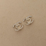 Chanel 1996 Crystal Embellished CC Turnlock Clip - On Earrings - FashioNica