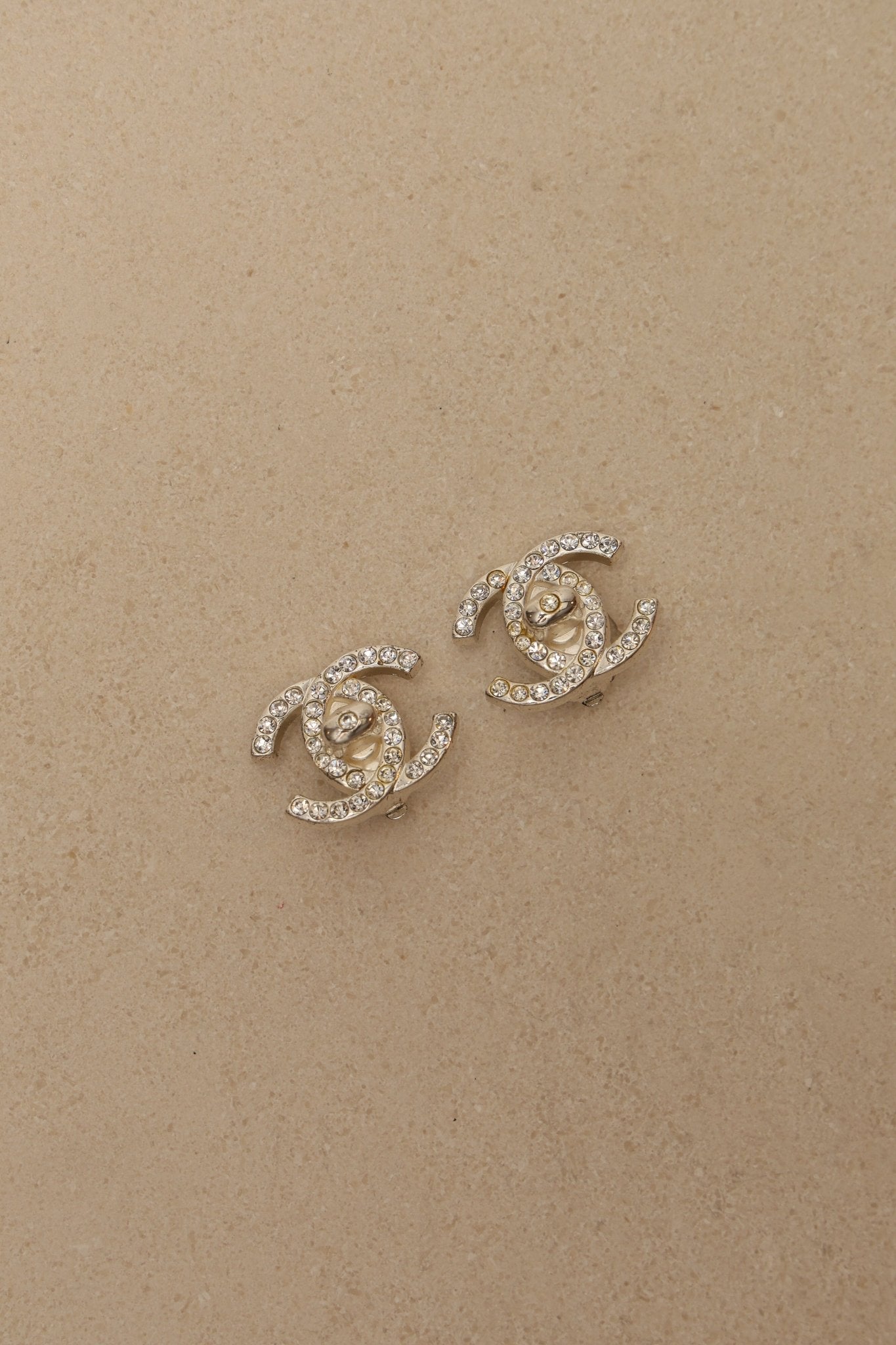 Chanel 1996 Crystal Embellished CC Turnlock Clip - On Earrings - FashioNica