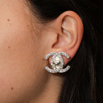 Chanel 1996 Crystal Embellished CC Turnlock Clip - On Earrings - FashioNica