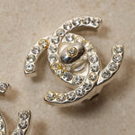 Chanel 1996 Crystal Embellished CC Turnlock Clip - On Earrings - FashioNica
